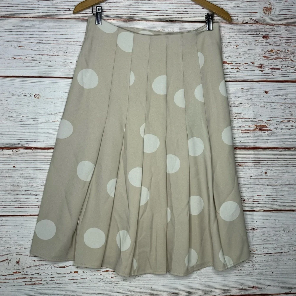 Proenza Schouler Pleated Polka Dot Crepe Wrap Skirt in Cream Sz 4 - Picture 8 of 13